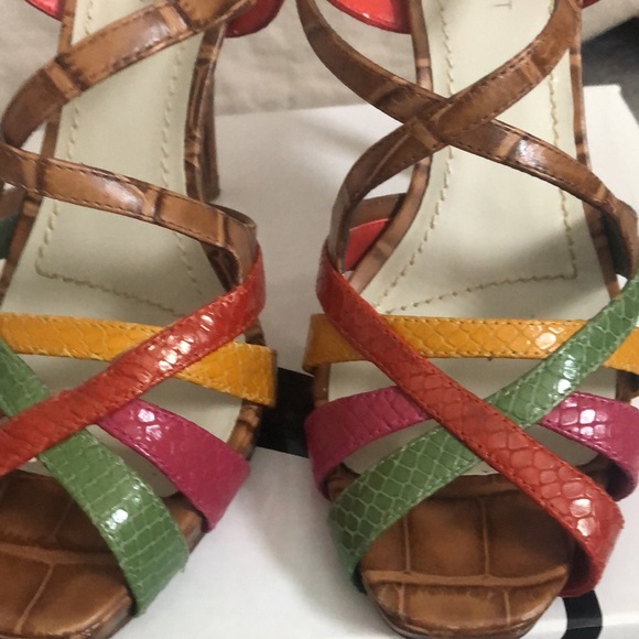 Nine West multi colored strappy heels - Picture 4 of 6